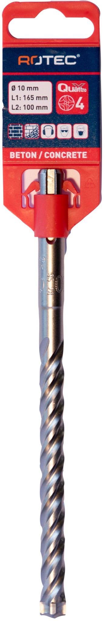 Rotec Hamerboor SDS plus Quattro-X  10,0x100/165