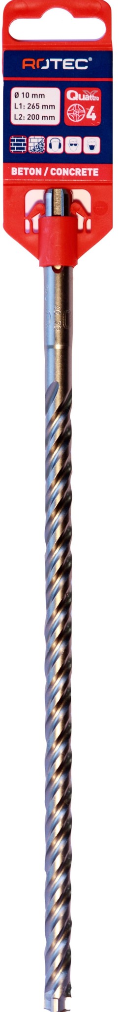 Rotec Hamerboor SDS plus Quattro-X 10,0x200/265