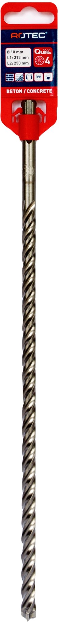 Rotec Hamerboor SDS plus Quattro-X 10,0x250/315