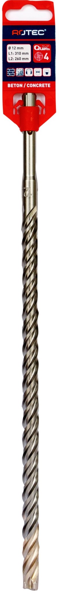 Rotec Hamerboor SDS plus Quattro-X  12,0x260/310