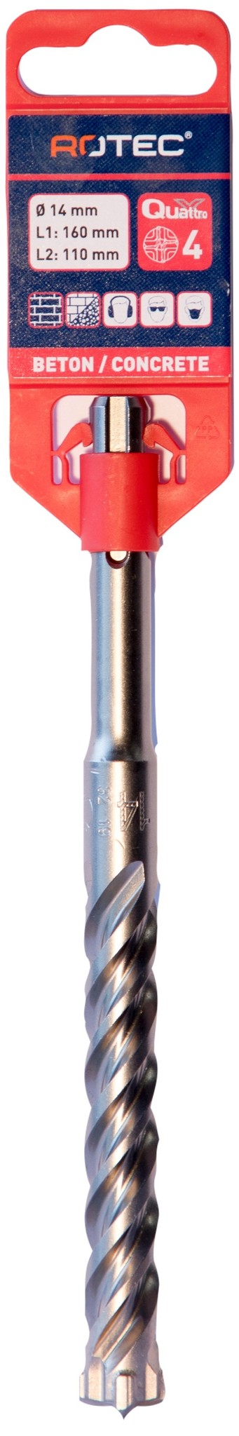 Rotec Hamerboor SDS plus Quattro-X  14,0x110/160