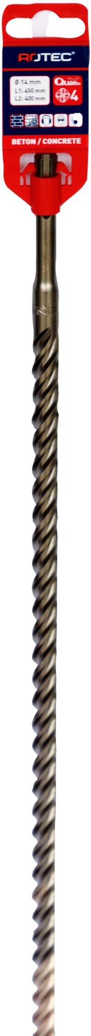 Rotec Hamerboor SDS plus Quattro-X  14,0x400/450