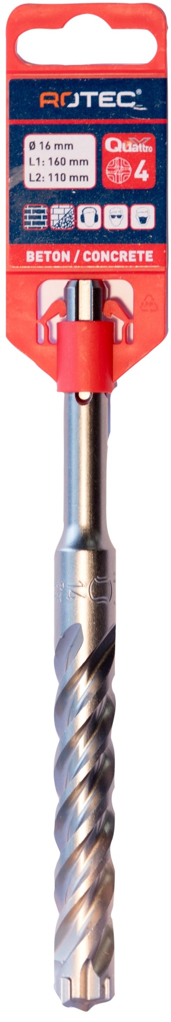 Rotec Hamerboor SDS plus Quattro-X 16,0x110/160