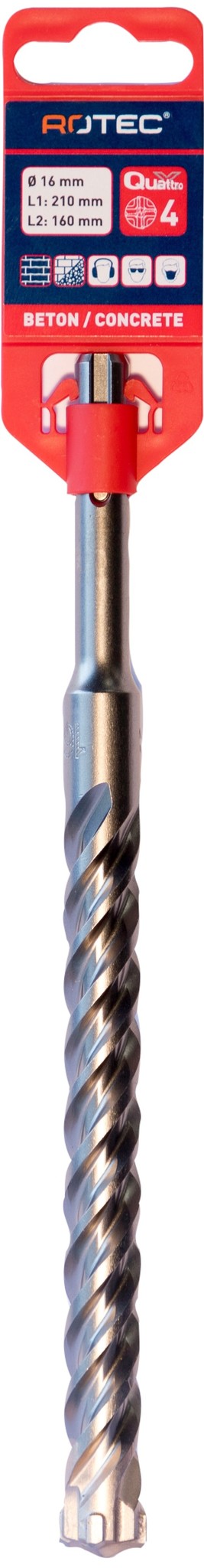 Rotec Hamerboor SDS plus Quattro-X 16,0x160/210