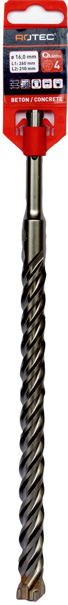 Rotec Hamerboor SDS plus Quattro-X 16,0x210/260