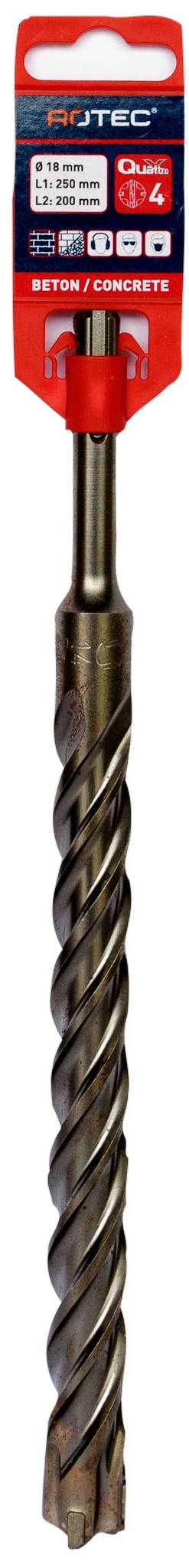 Rotec Hamerboor SDS plus Quattro-X 18,0x200/250