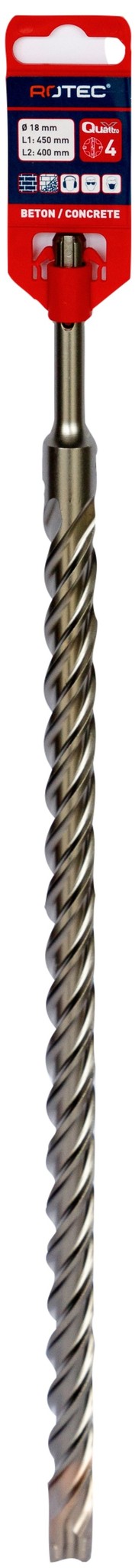 Rotec Hamerboor SDS plus Quattro-X  18,0x400/450