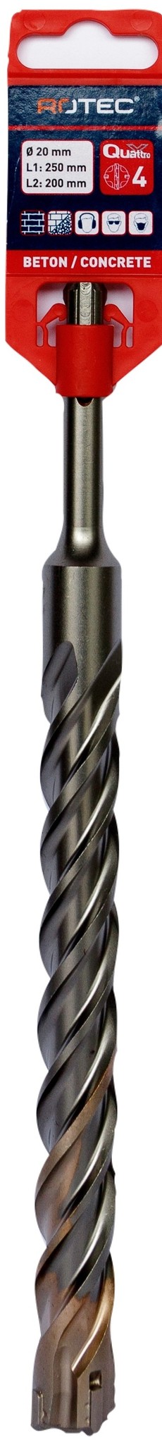 Rotec Hamerboor SDS plus Quattro-X  20,0x200/250