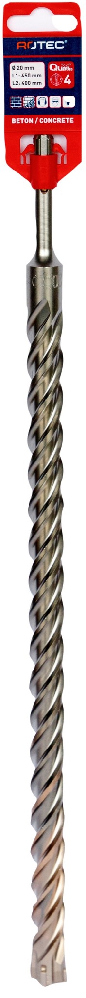Rotec Hamerboor SDS plus Quattro-X  20,0x400/450