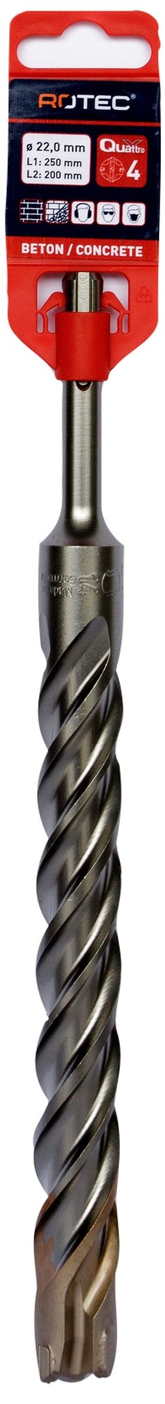 Rotec Hamerboor SDS plus Quattro-X 22,0x200/250