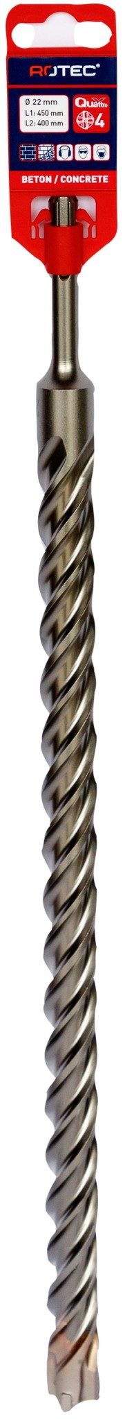 Rotec Hamerboor SDS plus Quattro-X 22,0x400/450