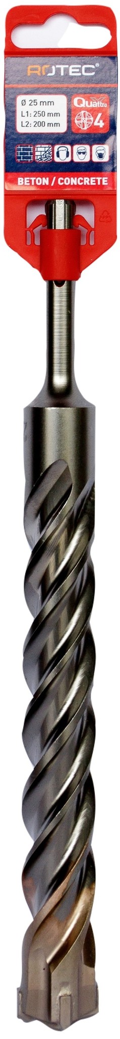 Rotec Hamerboor SDS plus Quattro-X  25,0x200/250