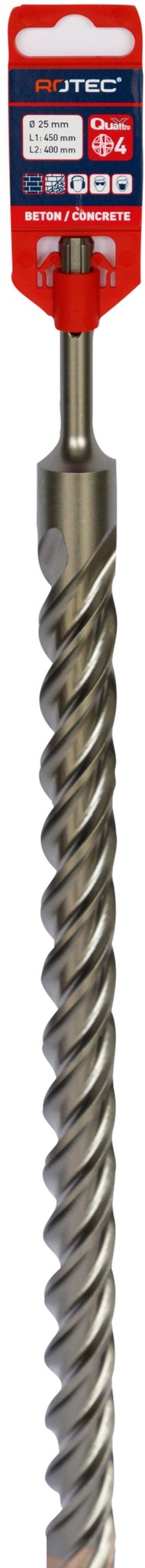 Rotec Hamerboor SDS plus Quattro-X  25,0x400/450