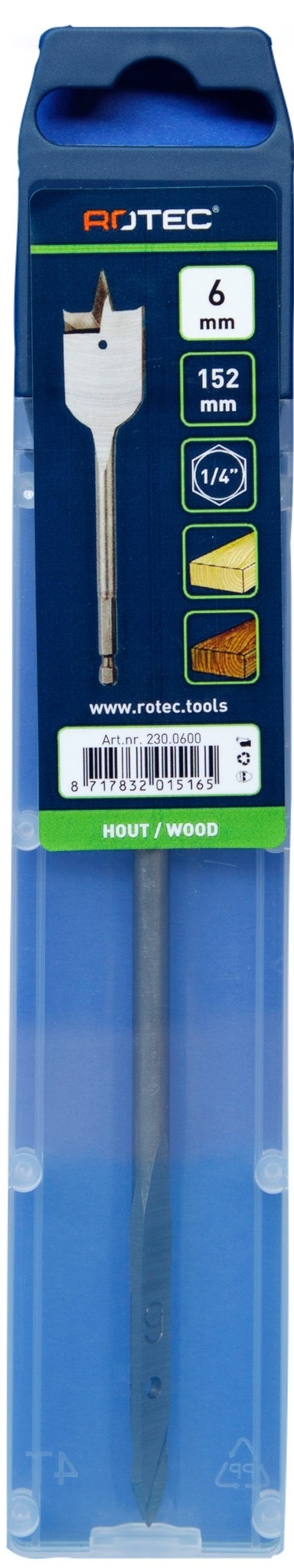 Rotec Speedboor met 1/4 inch. Bitaansluiting 6,0 x 152 mm