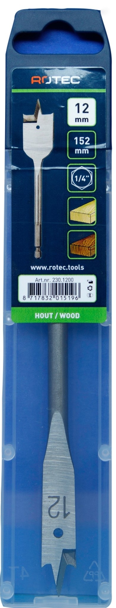 Rotec Speedboor met 1/4 inch. Bitaansluiting 12 x 152 mm