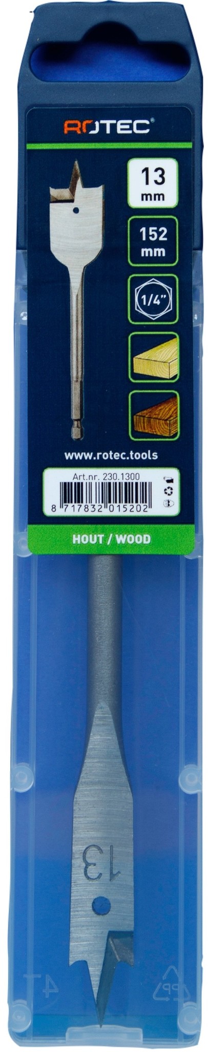 Rotec Speedboor met 1/4 inch. Bitaansluiting  13 x 152 mm