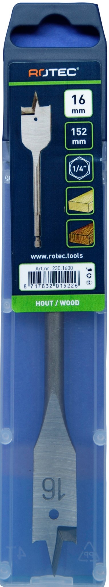 Rotec Speedboor met 1/4 inch. Bitaansluiting 16 x 152 mm