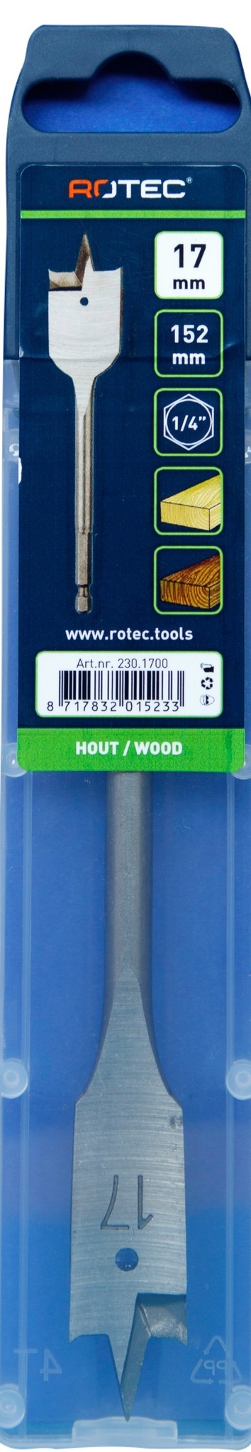 Rotec Speedboor met 1/4 inch. Bitaansluiting  17 x 152 mm