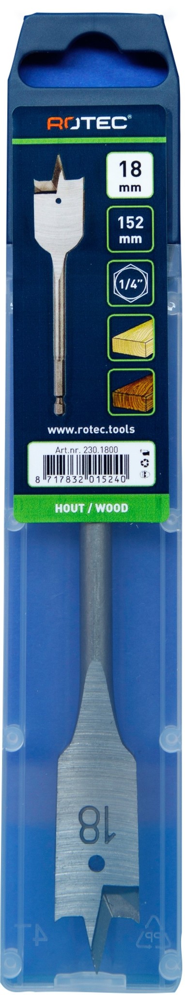 Rotec Speedboor met 1/4 inch. Bitaansluiting  18 x 152 mm