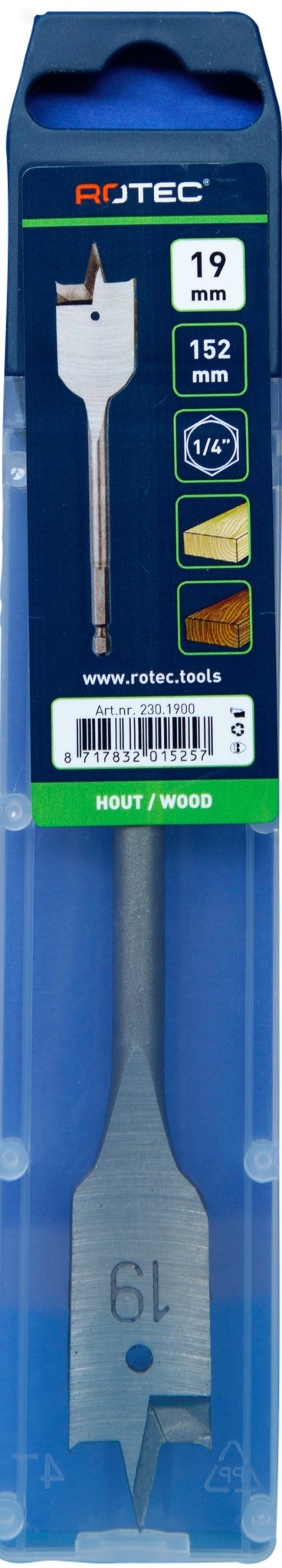 Rotec Speedboor met 1/4 inch. Bitaansluiting  19 x 152 mm