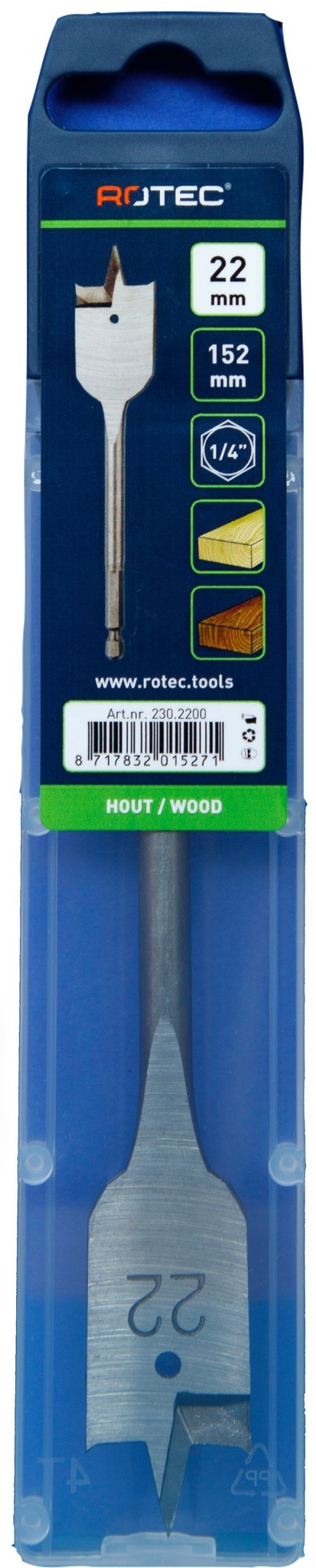 Rotec Speedboor met 1/4 inch. Bitaansluiting  22 x 152 mm