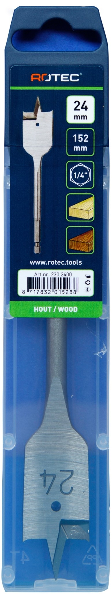 Rotec Speedboor met 1/4 inch. Bitaansluiting  24 x 152 mm