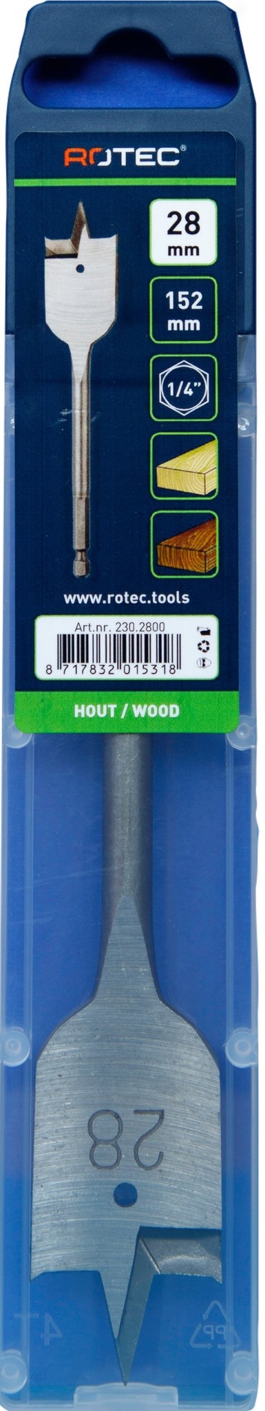 Rotec Speedboor met 1/4 inch. Bitaansluiting  28 x 152 mm