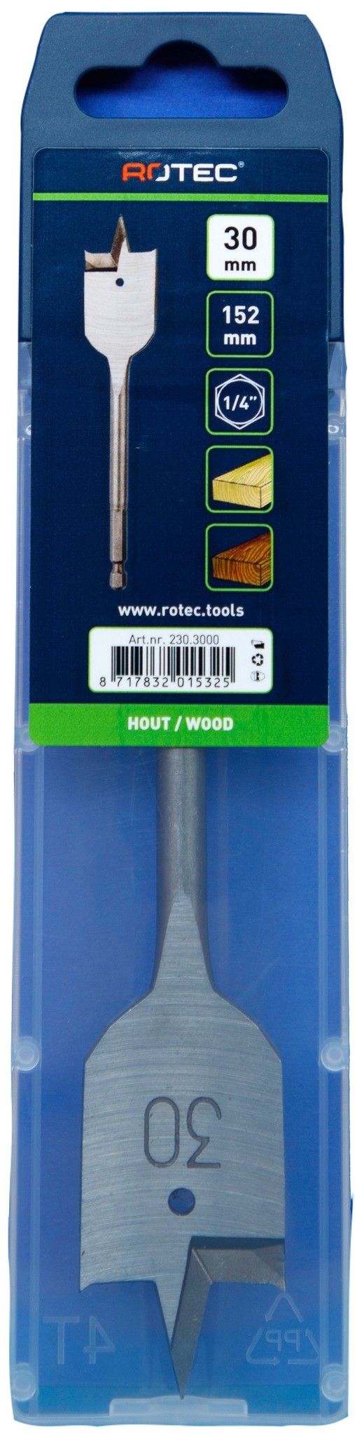 Rotec Speedboor met 1/4 inch. Bitaansluiting 30 x 152 mm