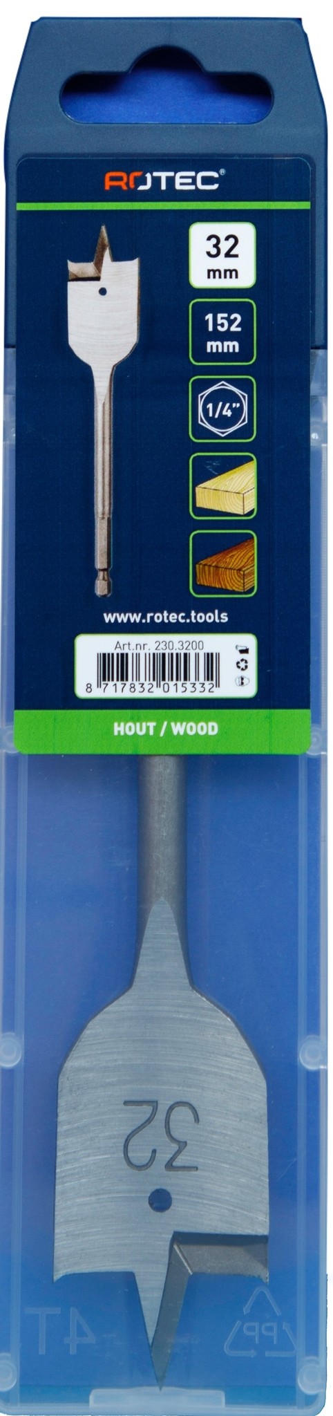 Rotec Speedboor met 1/4 inch. Bitaansluiting  32 x 152 mm