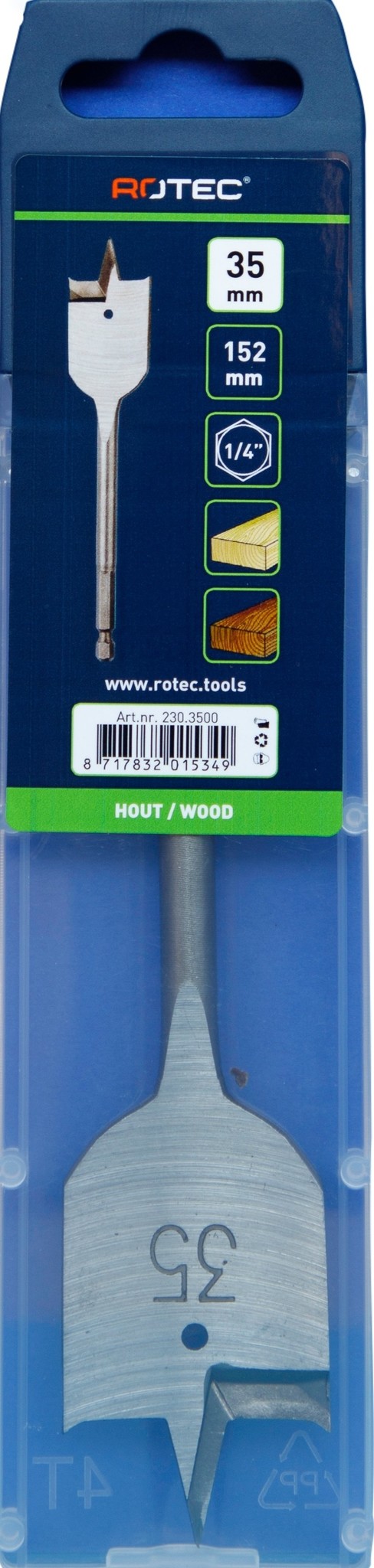 Rotec Speedboor met 1/4 inch. Bitaansluiting 35 x 152 mm