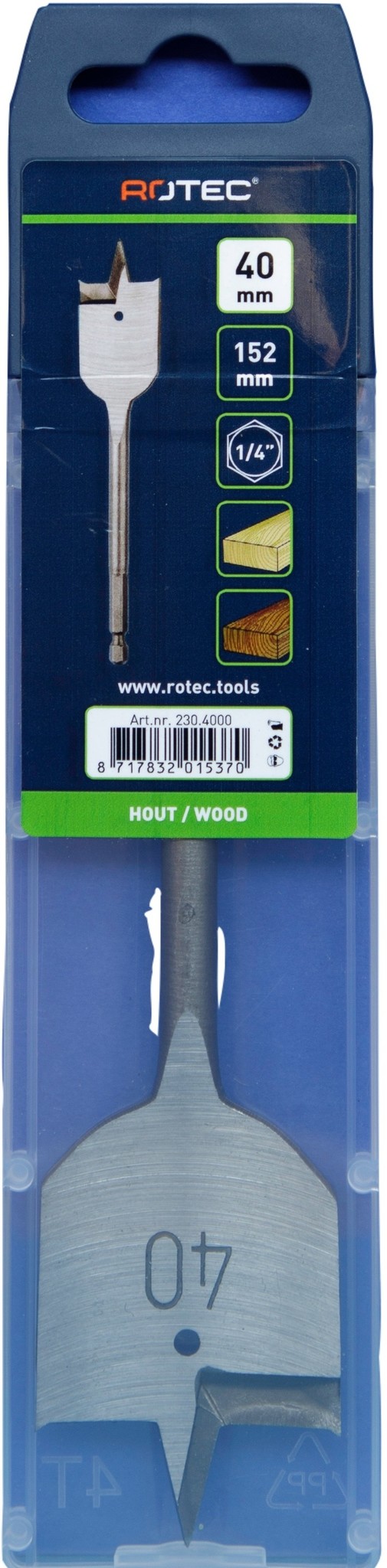 Rotec Speedboor met 1/4 inch. Bitaansluiting  40 x 152 mm