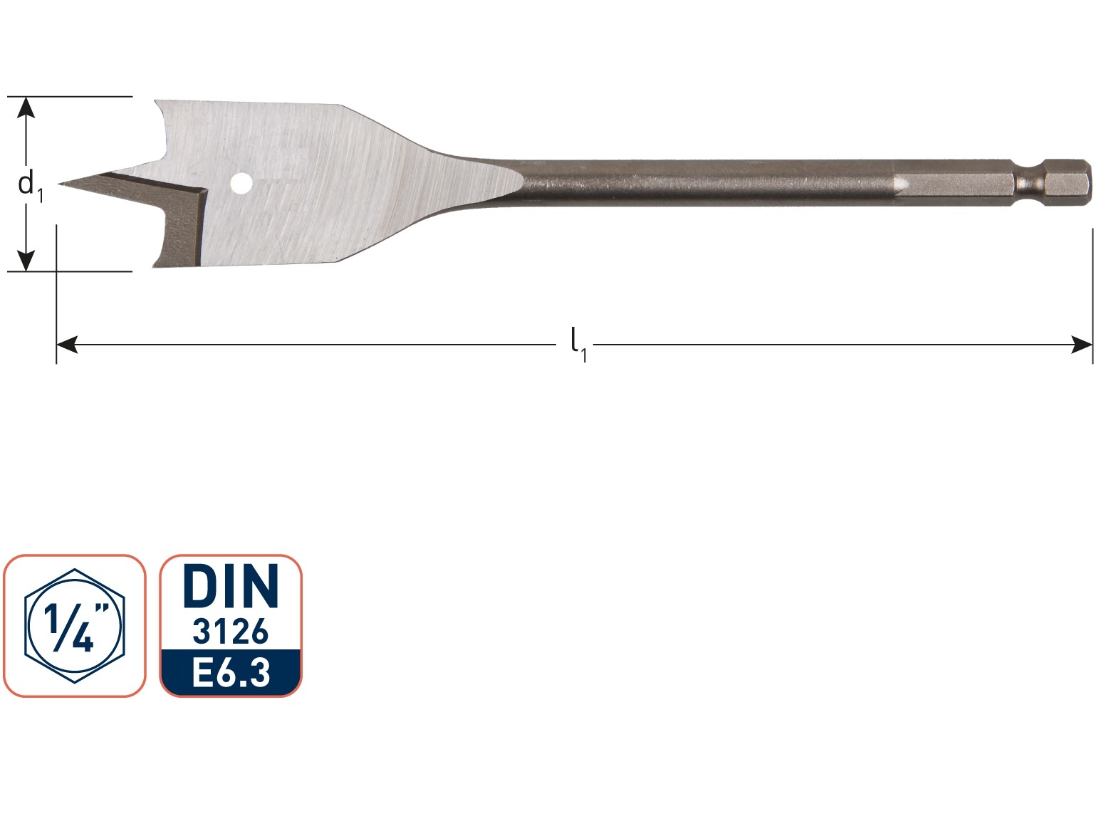 Rotec Speedboor met 1/4 inch. Bitaansluiting  40 x 152 mm