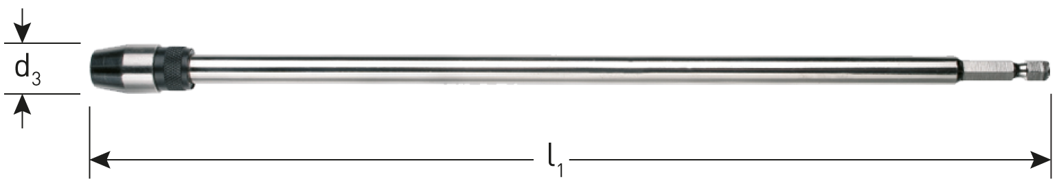 Verlengstuk speedboor 300 mm met snelspanaansluiting