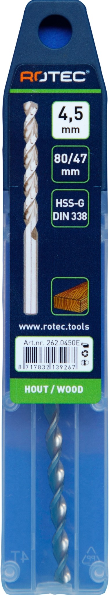 Houtspiraalboor HSS DIN338 TLS ø4,5  47/80 mm