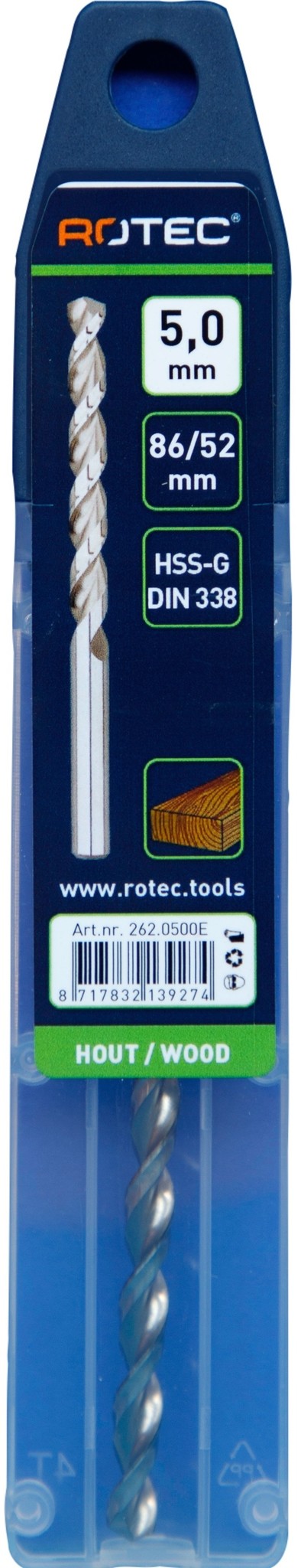 Houtspiraalboor HSS DIN338 TLS ø5 52/86 mm