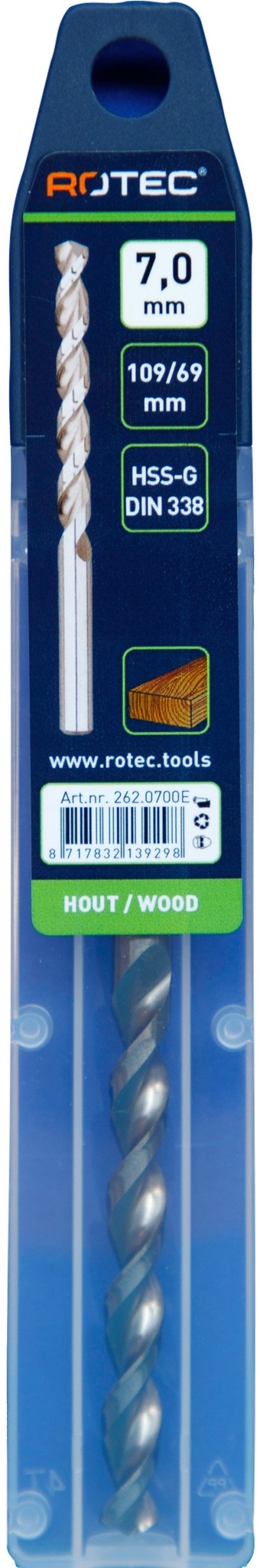 Houtspiraalboor HSS DIN338 TLS ø7  69/109 mm