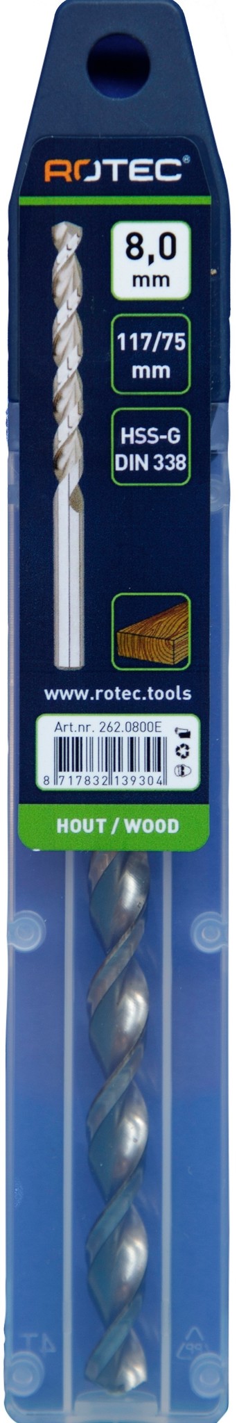 Houtspiraalboor HSS DIN338 TLS ø8  75/117 mm