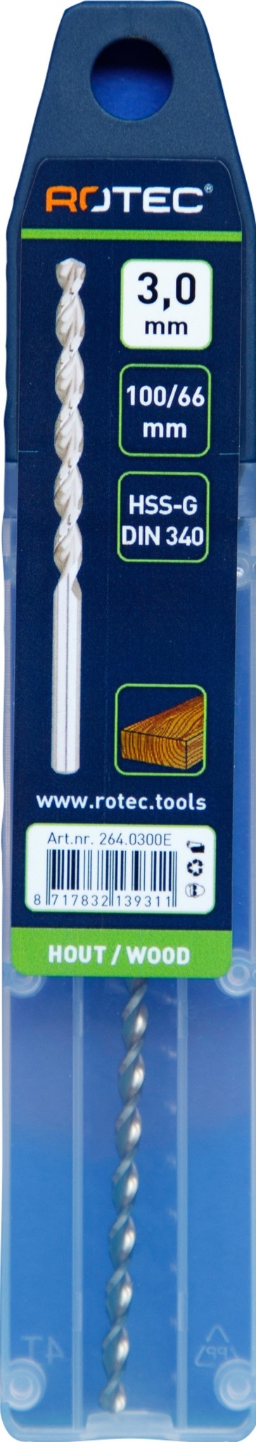 Houtspiraalboor HSS DIN338 TLS ø3  66/100 mm