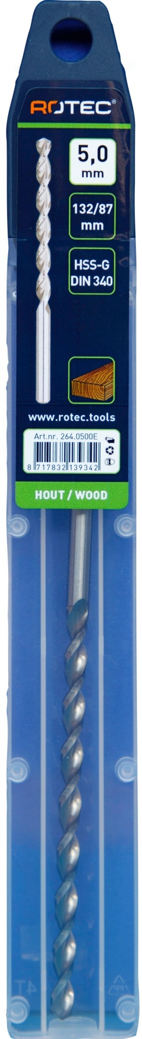 Houtspiraalboor HSS DIN338 TLS ø5 87/132 mm