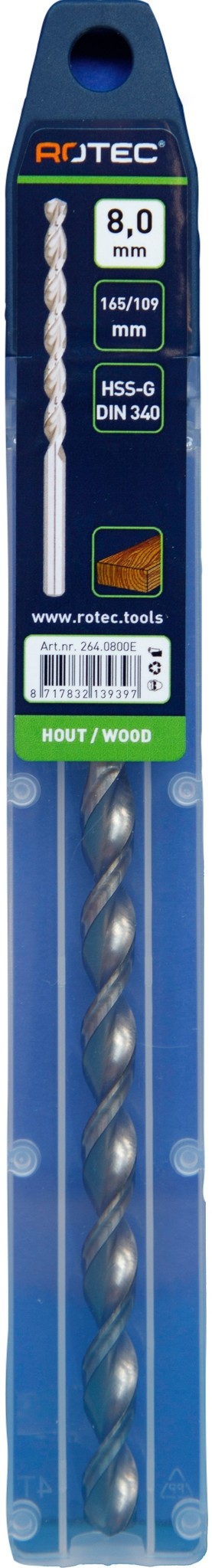 Houtspiraalboor HSS DIN338 TLS ø8  109/165 mm