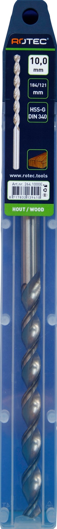 Houtspiraalboor HSS DIN338 TLS ø10 121/184 mm