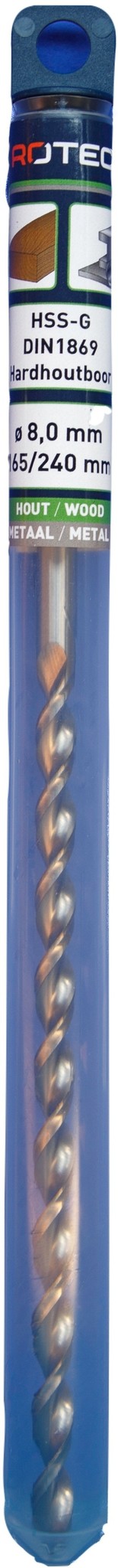 Houtspiraalboor HSS DIN338 TLS ø8 165/240 mm