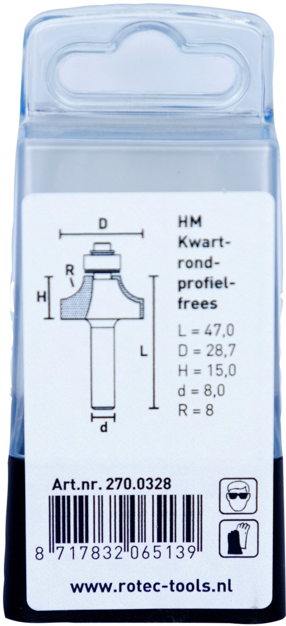 Rotec HM Kwartrondprofielfrees Silver Line / ø28,7 mm