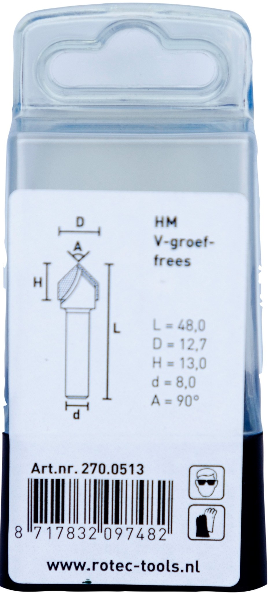 Rotec HM V-groeffrees 90° Silver Line / ø12,7 mm
