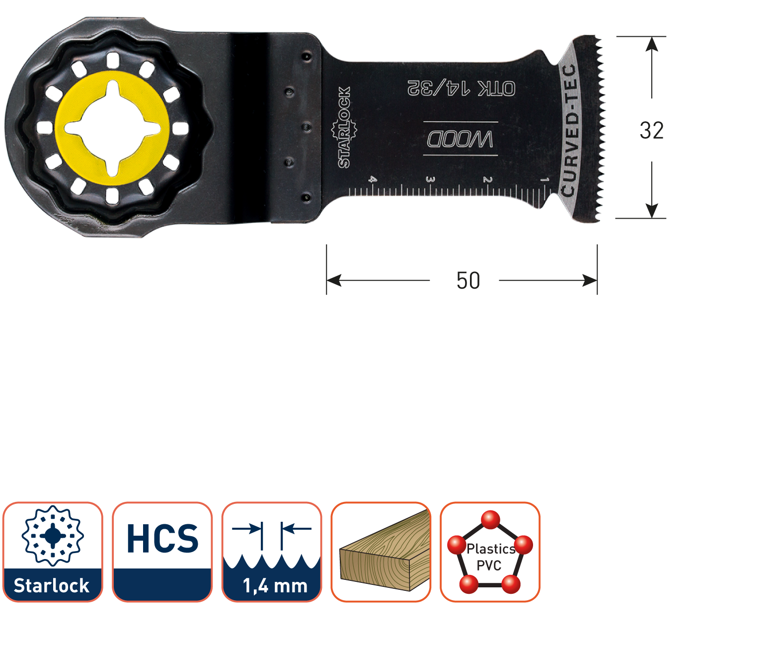 Rotec Multitool zaagblad HCS Hout Starlock OTK14/32