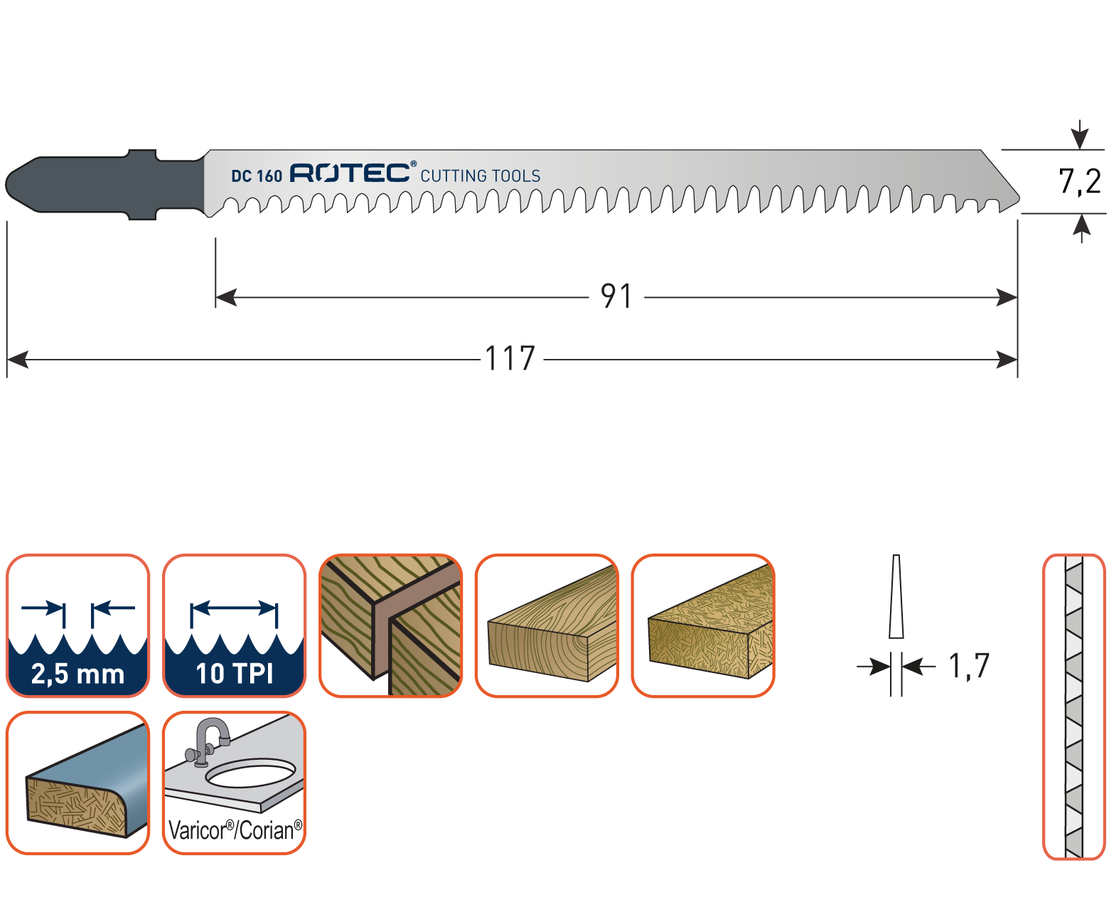 Decoupeerzaagblad DC160 / T301BCP set 5 stuks