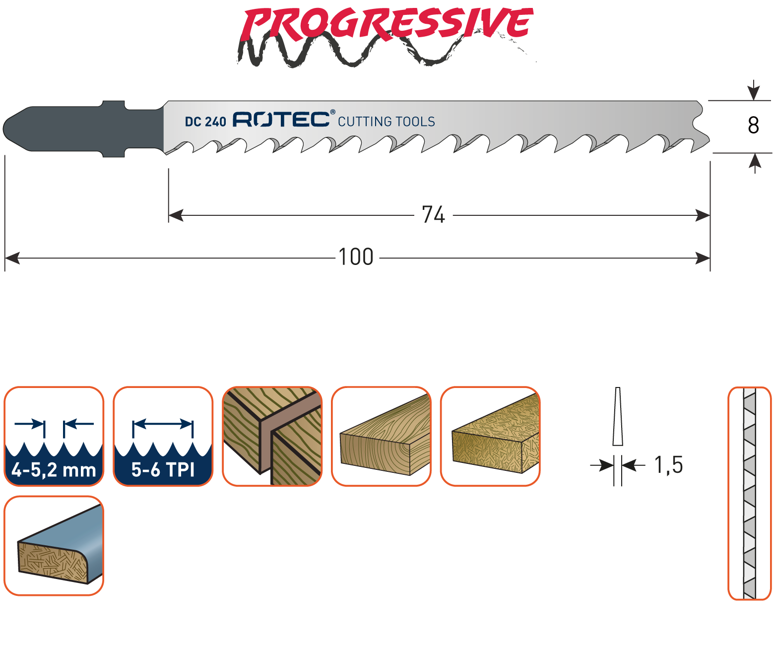 Decoupeerzaagblad DC240 / T101D set 5 stuks