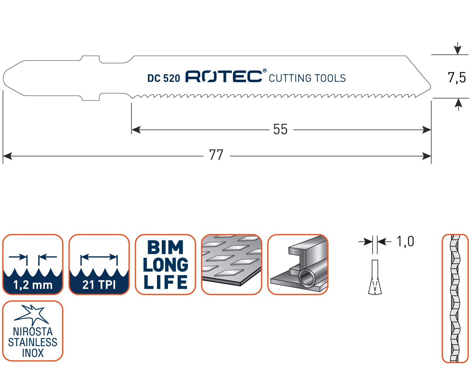 Decoupeerzaagblad DC520 set 5 stuks