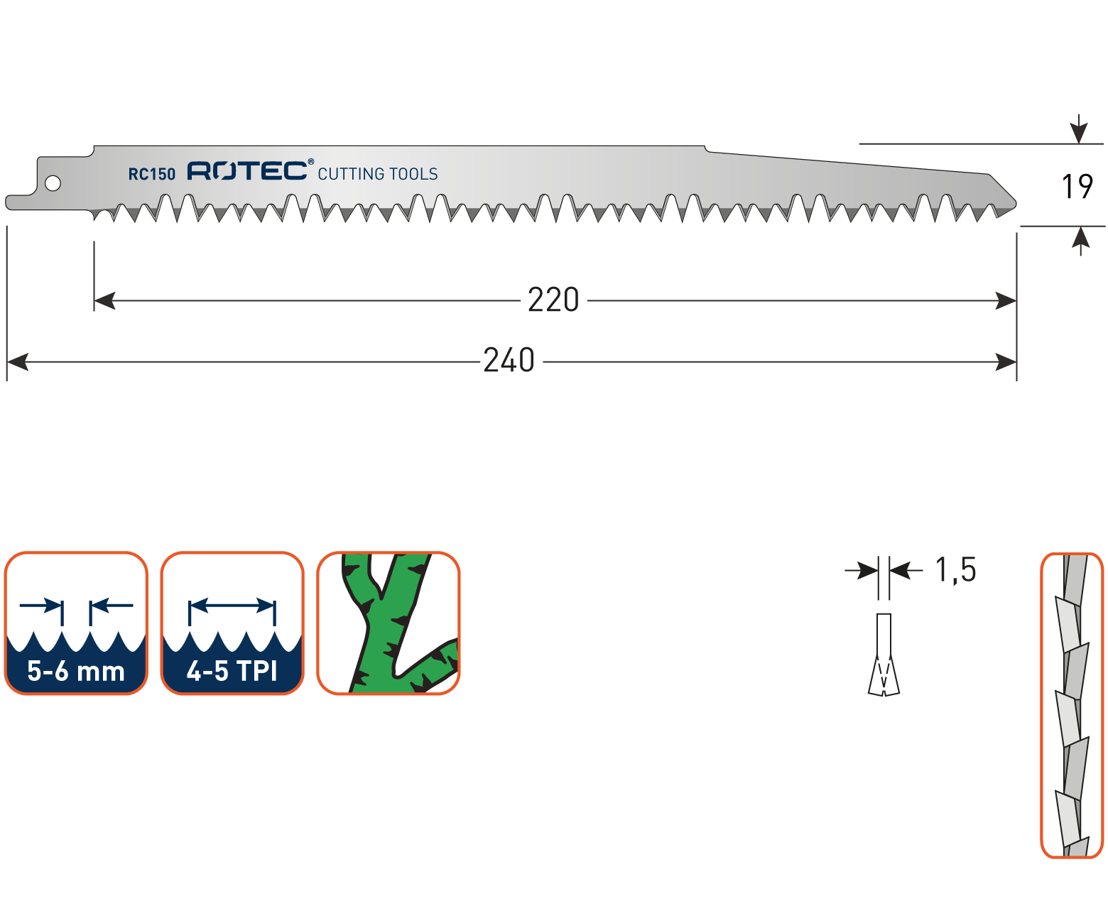 Reciprozaagblad RC150 / S1531L  set 5 stuks