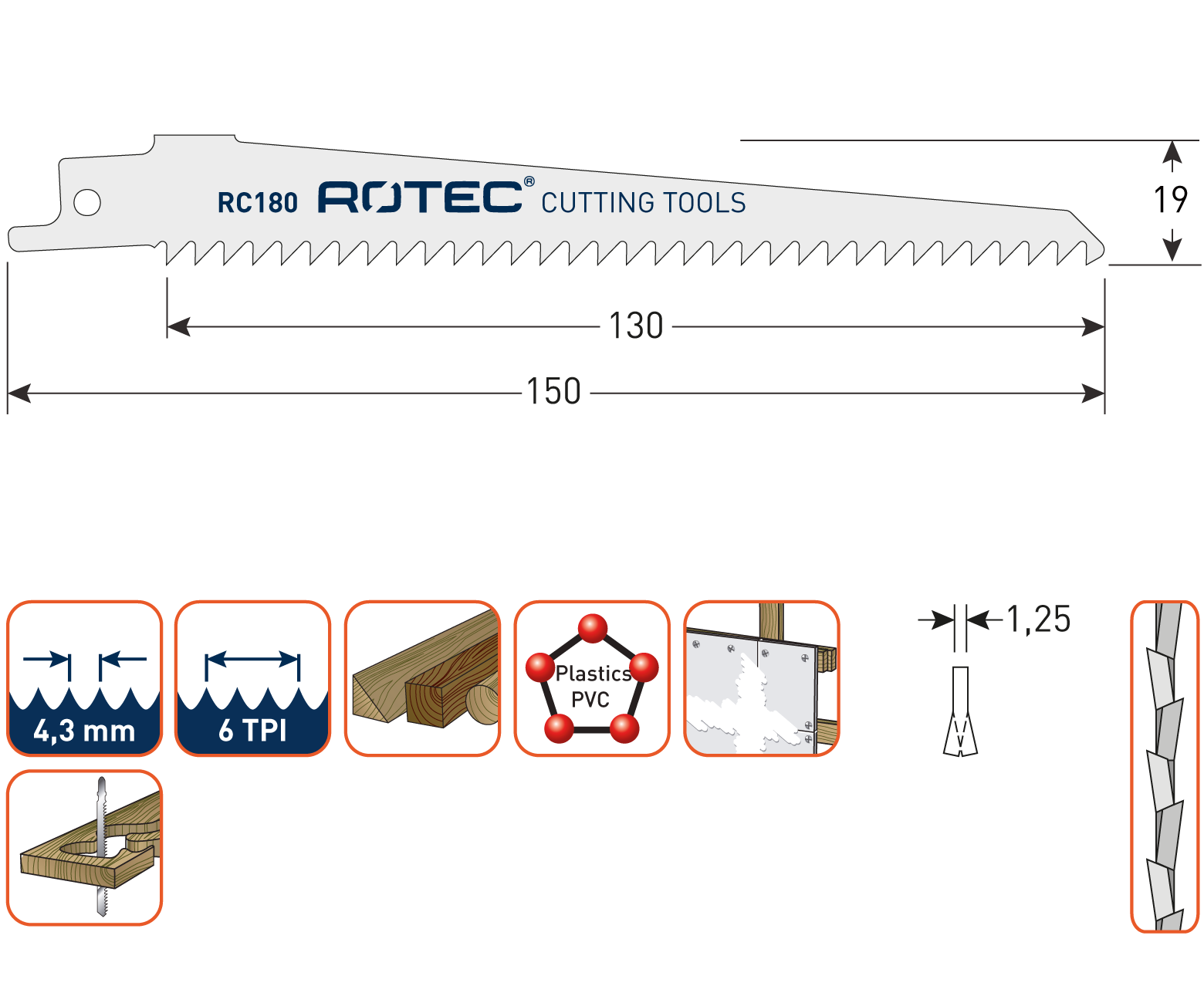 Reciprozaagblad RC180 / S644D  set 5 stuks